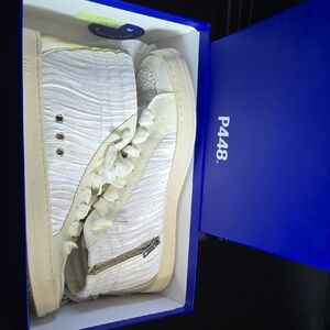 P448 Off-White High-Top Sneakers with Side Zipper Size 40